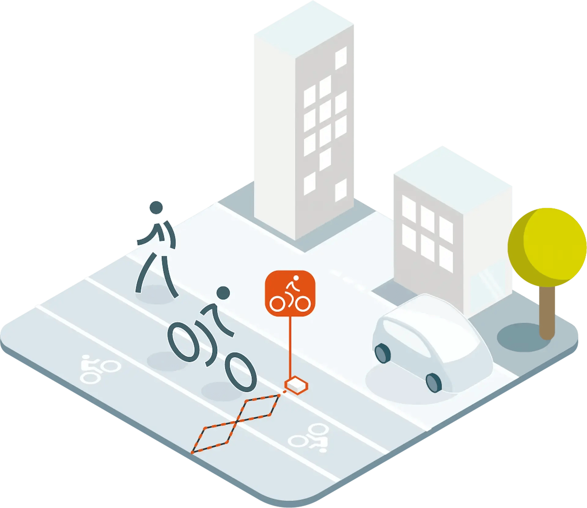Zählen Sie Radfahrer vorübergehend, ohne die Fahrbahn zu beschädigen.